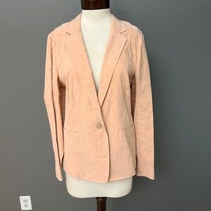 Lafayette 148 New York NWT Lyndon Jacket Creamsicle Melange Linen Blend Sz 12